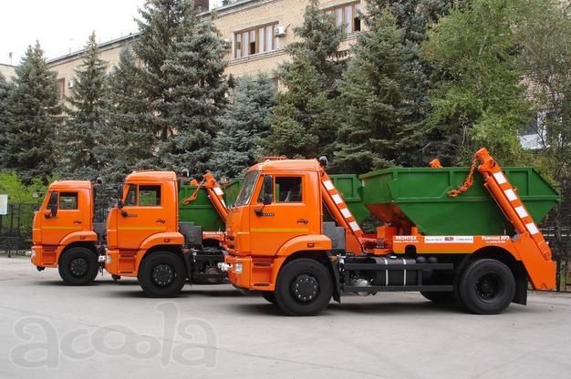 Вывоз мусора, бункеровоз, бункеры, самосвалы с пологом, грузчики.